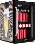Klarstein Kühlschrank 70L, Kleiner Kühlschrank mit Herausnehmbaren Ablagen, Leiser Mini Kühlschrank mit Glastür & LED, Getränkekühlschrank Klein, Outdoor Geeignet, Biersafe für Flaschen, 0-10°C