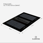 Klarstein 2-in-1 Induktionskochfeld mit Dunstabzug, Induktionskochfeld mit Abluft & Ventilator, 4-Zonen-Kochfeld, Glaskeramik-Einbauherd, Kochfeld mit Dunstabzug, Energieklasse A, 654m³/h Luftstrom