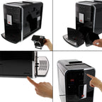 Melitta Barista T Smart - Kaffeevollautomat mit Milchsystem, Kaffeemaschine mit Mahlwerk, für z. B. Cappuccino oder Espresso, App Steuerung möglich, schwarz/silber