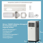 SHINCO Mobile Klimaanlage mit Abluftschlauch, 9000BTU, 2,6 kW, Kühlen&Ventilieren&Entfeuchten, Mobiles Klimagert mit Schlafmodus, Raumgre bis 22㎡, 24-Stunden-Timer