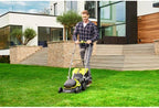 RYOBI 18 V ONE+ Akku-Rasenmäher RLM18X33B40 (Schnittbreite 33 cm, 5-fache Höhenverstellung 25-65 mm, zusammenklappbares Griffgestänge, inkl. Mulchkeil, 35l Grasfangsack, 4,0Ah Akku & Ladegerät)
