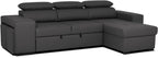John Canapé-Lit d’Angle 4 Places – Chaise Longue Réversible, Têtières Réglables et 2 Poufs – Revêtement en Polyuréthane – Style Moderne – 263x161x96 cm – Noir
