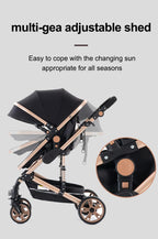 YAZOCO kinderwagen 3 in 1, Zusammenklappbar kinderwagen mit Wickeltasche,Komplettset Becherhalter,Moskitonetz, Fußabdeckung,Sitzzubehör (4 Rosa)