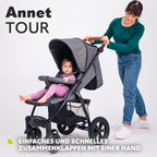 LIONELO Annet Plus Buggy bis 22 kg mit Liegefunktion, Kinderwagen klein zusammenklappbar mit Zubehör, Eva-Schaum-Räder, Moskitonetz, Fußdecke Getränkehalter, Korb