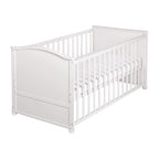 roba Babybett Set Adam & Eule - 70 x 140 cm - Mitwachsendes Kinderbett mit Bettwäsche, Himmel, Matratze - Höhenverstellbar - zu Juniorbett umbaubar - Holz weiß