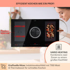 Klarstein 2-in-1 Induktionskochfeld mit Dunstabzug, Induktionskochfeld mit Abluft & Ventilator, 4-Zonen-Kochfeld, Glaskeramik-Einbauherd, Kochfeld mit Dunstabzug, Energieklasse A, 654m³/h Luftstrom