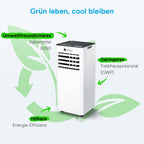 DR.PREPARE Mobiles Klimagerät 9000 BTU mit APP, 4 in 1 Mobile Klimaanlage mit Abluftschlauch, Kühlen&Ventilieren&Entfeuchten, Ventilator & Schlafmodus mit Fernbedienung, Kühlt bis zu 30m², 1-24H Timer