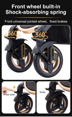 YAZOCO kinderwagen 3 in 1, Zusammenklappbar kinderwagen mit Wickeltasche,Komplettset Becherhalter,Moskitonetz, Fußabdeckung,Sitzzubehör (4 Rosa)