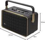JBL Authentics 200 Smart Home Lautsprecher – 70er Jahre Retro-Design Bluetooth Box – Mit Quadrex Grill, Google Assistant, Alexa, AirPlay und JBL One App – Schwarz