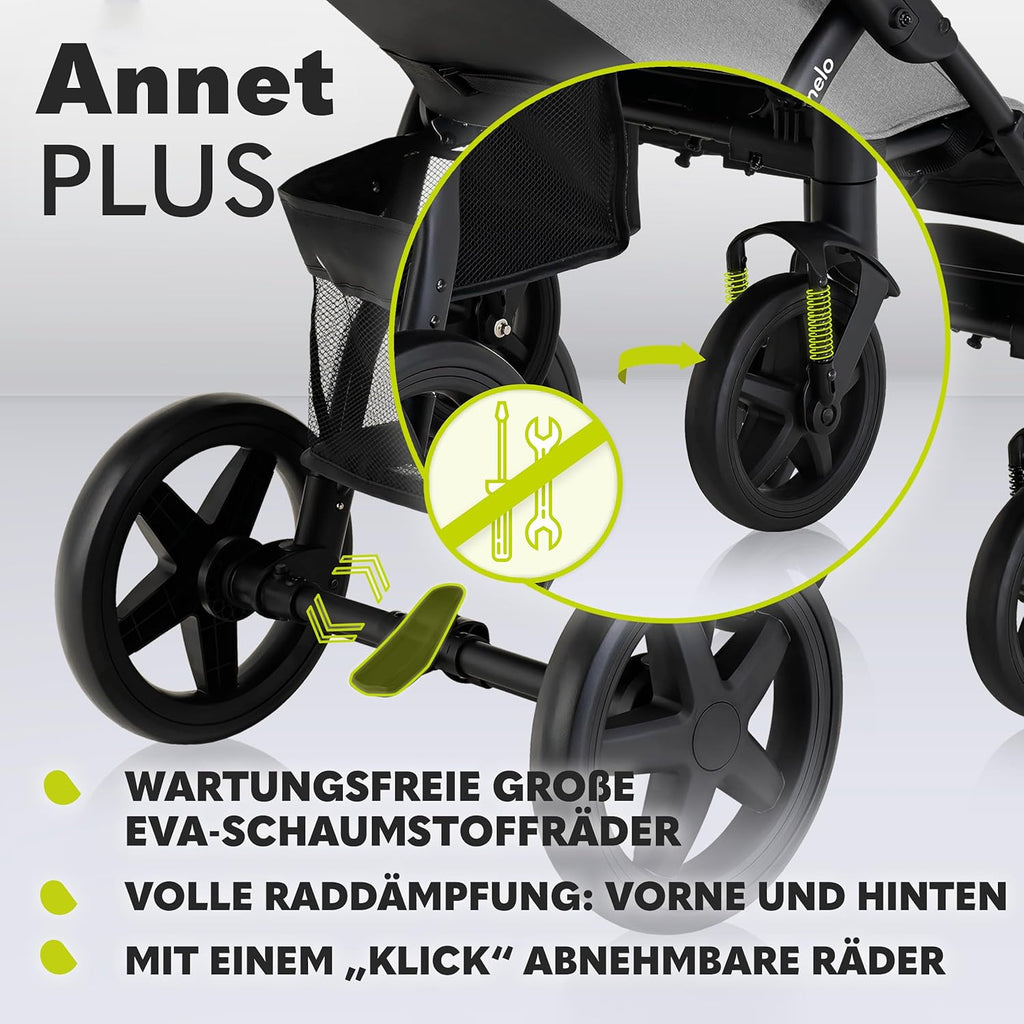 LIONELO Annet Plus Buggy bis 22 kg mit Liegefunktion, Kinderwagen klein zusammenklappbar mit Zubehör, Eva-Schaum-Räder, Moskitonetz, Fußdecke Getränkehalter, Korb