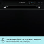 Klarstein  ia 8 - Spülmaschine, Geschirrspüler, Freistehend, Teilintegriert, F, 55 cm breit, 8 Maßgedecke, 6 Programme, Aquastop, silber