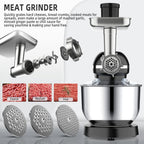 Homlee 3 in 1 Küchenmaschine 1800W Multifunktionale Knetmaschine 6-stufige Gescheindigkeit Mixer, mit Fleischwolf, 1.5L Saftpresse, 5.5L Edelstahlschüssel Teigmaschin