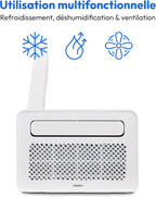 MEDION Smart Climatiseur Split P502 (5000 BTU, 3-en-1, Refroidir, Déshumidification, Ventilation, pour caravane, camping-car, kit de joint de fenêtre, mode sommeil, contrôle Wifi, Écran, MD 37735)