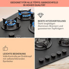Klarstein Gasherd, Einbau-Gasherd für Propan Gasflasche, Gaskochfeld 4 Flammig, Gasherd für Küche, Camping & Wohnmobil, 8000 W Kochplatte, LPG Gaskocher, Herdplatte für Propangas, Edelstahl Gas-Herd