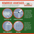 Gardebruk Serre de Jardin en Aluminium 7,63m&sup3; abri ext&eacute;rieur pour Plantes l&eacute;gumes 250x190x195cm avec fen&ecirc;tres