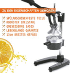 Zulay professionelle Zitruspresse – manueller Entsafter aus Metall – manuelle Zitronenpresse und Orangenpresse – robuster und strapazierfhiger Standentsafter in Premium-Qualitt, schwarz