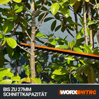 WORX WG286E.9 Nitro Profi Akku Heckenschere 40V – präziser Schnitt auch bei schwierigen Winkeln – leistungsstarker bürstenloser Motor – 58cm Schnittlänge – 27mm Zahnabstand – ohne Akku & Ladegerät