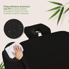 MASSUNDA All INKL Chaise de Massage Pliante et réglable en Hauteur – Table de Massage Mobile en Bois Massif avec Housse en éponge, accoudoirs et dossiers, appuie-tête Ergonomique (Noir)