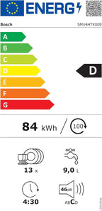 Bosch SMV4ETX08E, Serie 4, Smarter Geschirrspüler Vollintegriert 60 cm, Besteckkorb, Spülmaschine mit Programmassistent, besonders Leise, Rackmatic, Automatische Türöffnung, InfoLight, AquaStop