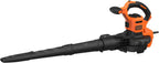 Black+Decker 3-in-1 Elektro-Laubsauger/Laubblser BEBLV301 (3.000 Watt, mit Hcksler + aufsteckbarem Laubrechen, 72l Fangsack-Rucksack - hohe Blasgeschwindigkeit & verstellbare Saugleistung)
