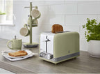 Swan Retro Frühstücks-Set 1,8 L Wasserkocher, 2 Scheiben Breitschlitz-Brottoaster, 20L Digital-Mikrowelle, 6 Leistungsstufen, Timer, Spiegeltür, Vintage Design, Grün, Einheitsgröße