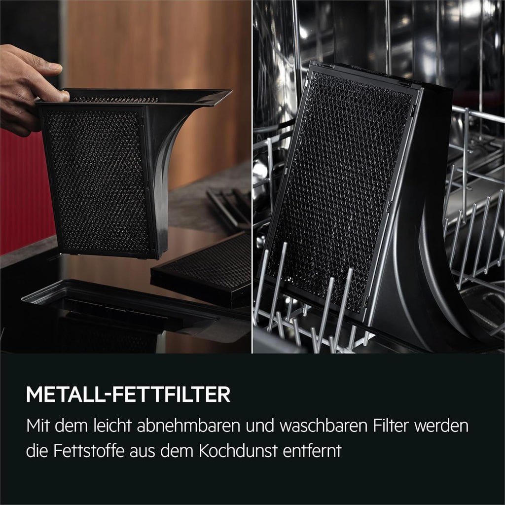 AEG Induktionskochfeld autark 80cm mit Dunstabzug / Made in Germany / 4 Flex-Kochzonen mit Bridge (Kombination 2er Zonen) / Auto-Funktion des Dunstabzugs / Aktivkohlefilter / COLI84COXB