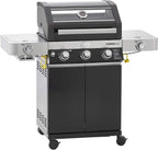 RÖSLE Elektrogrill BBQ-Portable Videro E2-P, tragbarer Tischgrill mit 2 Brennern, Warmhalterost und Deckel mit Glaseinsatz, pulverbeschichteter Stahl, schwarz/silbern