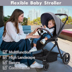 3 in 1 Kinderwagen Set mit umkehrbarem Sport-Sitz, Babywanne & Buggy – Ein-Klick-Zusammenklappbar, Leicht & Tragbar mit Großem Regenschutz