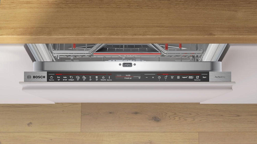 Bosch SMV4ETX08E, Serie 4, Smarter Geschirrspüler Vollintegriert 60 cm, Besteckkorb, Spülmaschine mit Programmassistent, besonders Leise, Rackmatic, Automatische Türöffnung, InfoLight, AquaStop