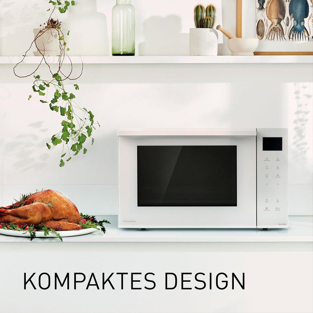 Panasonic NN-DF38PBEPG Kombi-Mikrowelle & Grill, 1000 W, 23 l, Inverter-Tech, Eco Kombi Modus, Flachbett, 16 Auto-Programme & Auftau-Modi, emailliertes Blech, Gitterrost, leichte Reinigung, Schwarz