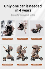 YAZOCO kinderwagen 3 in 1, Zusammenklappbar kinderwagen mit Wickeltasche,Komplettset Becherhalter,Moskitonetz, Fußabdeckung,Sitzzubehör (4 Rosa)
