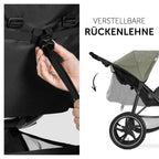 hauck Kinderwagen Runner 2, Dreirad Buggy mit XL Lufträder für Kinder bis 22 kg, UV-Schutz 50+, Belüftungsfenster, Höhenverstellbar, Faltbar, XL Korb bis 3 kg, Liegefunktion (Black)