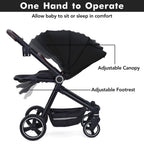 3 in 1 Kinderwagen Set mit umkehrbarem Sport-Sitz, Babywanne & Buggy – Ein-Klick-Zusammenklappbar, Leicht & Tragbar mit Großem Regenschutz
