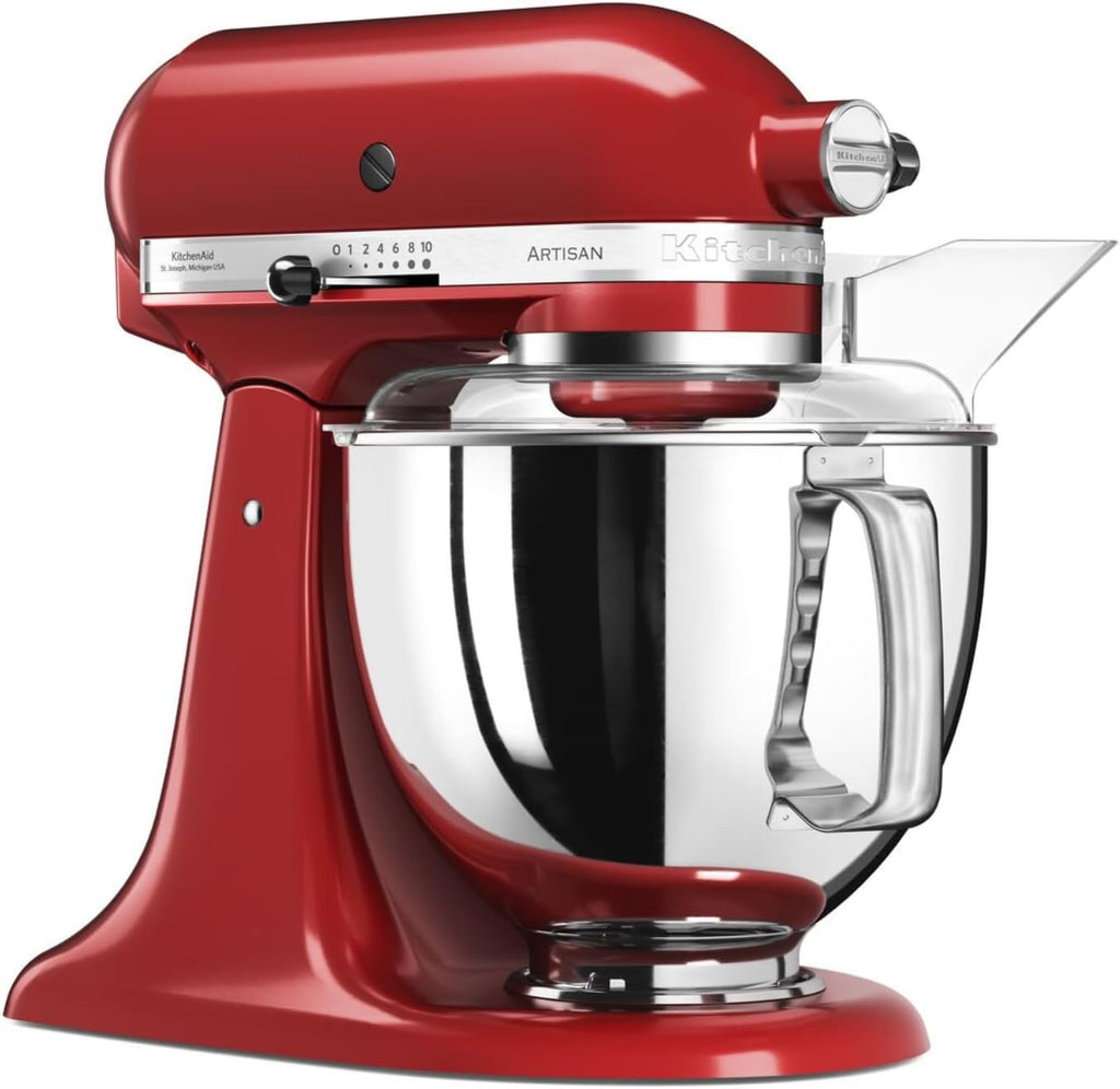 KitchenAid Küchenmaschine I Artisan I Kippbarem Food Processor I Teigknetmaschine mit 5 Zubehör | 2 Schüsseln aus Edelstahl | 4.8 L | Empire Rot