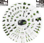 Greenworks 48V (2x24V) Selbstfahrender Akku Rasenmher für groe Flchen bis zu 480m, 46cm Schnittbreite, 55L Sack PLUS zwei 4Ah-Akkus und Doppelladegert GD24X2LM46SPK4X