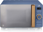 Swan Nordic SM22036WHTN Digitale Mikrowelle, Griff in Holzoptik, Gehäuse mit weicher Haptik und matter Oberfläche, 800 W, Baumwollweiß