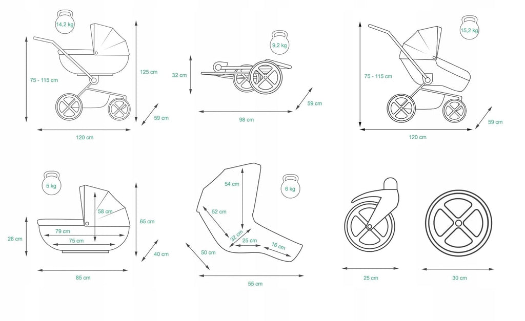 BabyLux® Bambimo Kinderwagen Set 3 in 1 - White Lux - incl. Babywanne, Buggy Sportsitz, Auto-Babyschale - Autositz - Kinderwagenset - Kombikinderwagen mit Wickeltasche, Regenschutz usw.
