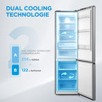 Midea MERB276FGE02A Fridge/Freezer Combination, 180 cm Height, NoFrost, Double Control, Super Cooling Function, 219 kWh per Year, Fridge Capacity 199 L, 71 L Freezer Capacity