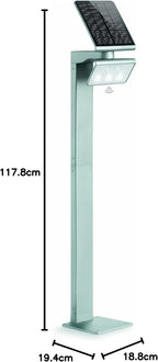 Steinel LED Solarleuchte XSolar GL-S silber, höhenverstellbar, 150 lm, 140° Bewegungsmelder, 5 m Reichweite, Grundlicht