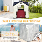 Maison Chef House -Thème Burger Bar - Table de Pique Nique Cabane de Jardin Anti-UV en Plastique 164x124x132 cm Bleu/Rose/Jaune