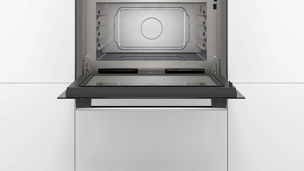 Bosch BFR634GS1 Serie 8 Einbau-Mikrowelle, Türanschlag Rechts, AutoPilot 7 Automatikprogramme, Reinigungsunterstützung, TFT-Touchdisplay, LED-Beleuchtung gleichmäßige Ausleuchtung, 38 x 60 cm, 900 W