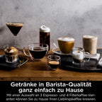 Ninja Luxe Essential 2-in-1-Kaffeemaschine mit Mahlwerk und Aufschäumer für Latte, Cappuccino & Espresso, einfache Handhabung, 2 Voreinstellungen zum Aufschäumen, Silber, ES501EU