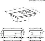 AEG Induktionskochfeld autark 80cm mit Dunstabzug / Made in Germany / 4 Flex-Kochzonen mit Bridge (Kombination 2er Zonen) / Auto-Funktion des Dunstabzugs / Aktivkohlefilter / COLI84COXB