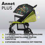 LIONELO Annet Plus Buggy bis 22 kg mit Liegefunktion, Kinderwagen klein zusammenklappbar mit Zubehör, Eva-Schaum-Räder, Moskitonetz, Fußdecke Getränkehalter, Korb