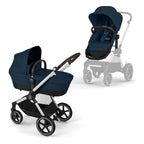 CYBEX Gold Kinderwagen EOS Lux 2-in-1, Reisesystem, Ab Geburt bis 22 kg (ca. 4 Jahre), Moon Black