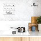 Klarstein 2-in-1 Induktionskochfeld mit Dunstabzug, Induktionskochfeld mit Abluft & Ventilator, 4-Zonen-Kochfeld, Glaskeramik-Einbauherd, Kochfeld mit Dunstabzug, Energieklasse A, 654m³/h Luftstrom