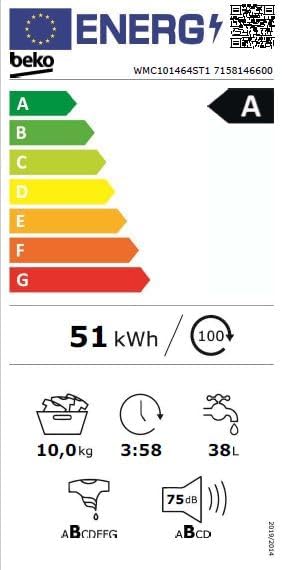 Beko WMC91464ST1 b300 Waschvollautomat, Waschmaschine, 9 kg, Bluetooth, ProSmart Inverter Motor, Dampffunktion, Pet Hair Removal, Watersafe+, Weiß