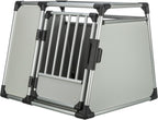 TRIXIE Hunde-Transportbox, Aluminium, L: 92 x 64 x 78 cm, grafit, rutschfste Liegematte, Klettleiste am Boden, Sicherheitsverschluss, stabil und geruscharm, hochgeschlossene Wnde - 39338