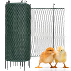 SELFmania Hühnerzaun 25m lang | ENGMASCHIG STABIL UV-SCHUTZ 120 cm hoch | Freilaufgehege Hühner mit 21 Befestigungsstäben + 25 U-Heringe | Hundezaun | Kleintiere | Geflügelzaun | Hühner Zubehör