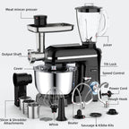 Homlee 3 in 1 Küchenmaschine 1800W Multifunktionale Knetmaschine 6-stufige Gescheindigkeit Mixer, mit Fleischwolf, 1.5L Saftpresse, 5.5L Edelstahlschüssel Teigmaschin